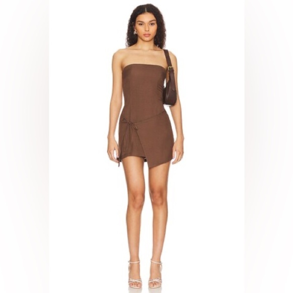 NWOT Lovers and Friends Jesenia brown linen mini dress Size Medium